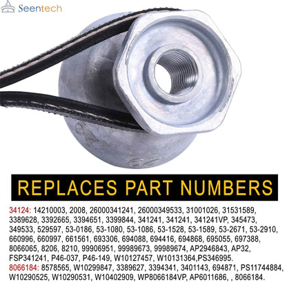 Seentech 341241 Dryer Belt & 8066184 Motor Pulley - Compatible for Whirlpool, Kenmore Dryers – Replace part number: PS11744884, W10290525, WP8066184VP, AP6011686, 8578565, W10299847, 3389627, 694871