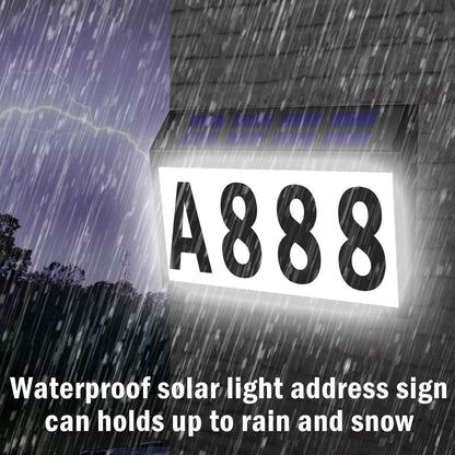 T-SUNUS Solar Address Sign, Dual-Color (3000K Warm & 6000K White) Illuminated House Numbers, Outdoor Waterproof LED Address Plaque with Auto On/Off, Easy Wall Mount for Mailbox Garage Yard
