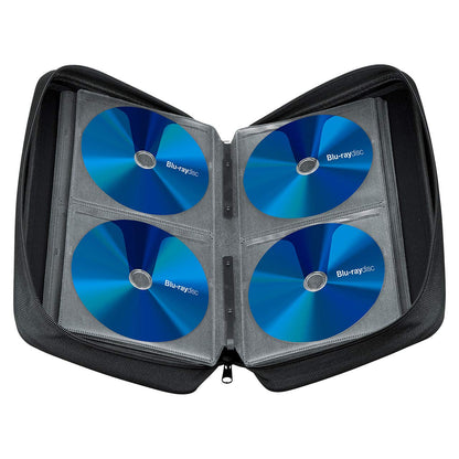 SANWA 104 Capacity CD Case, Portable DVD Storage Case, EVA Protective Music Movie Game Blu-ray Disc Wallet, Holder, Binder with Handle, Media Storage for Car, Home, Office, Black (Japan Brand)