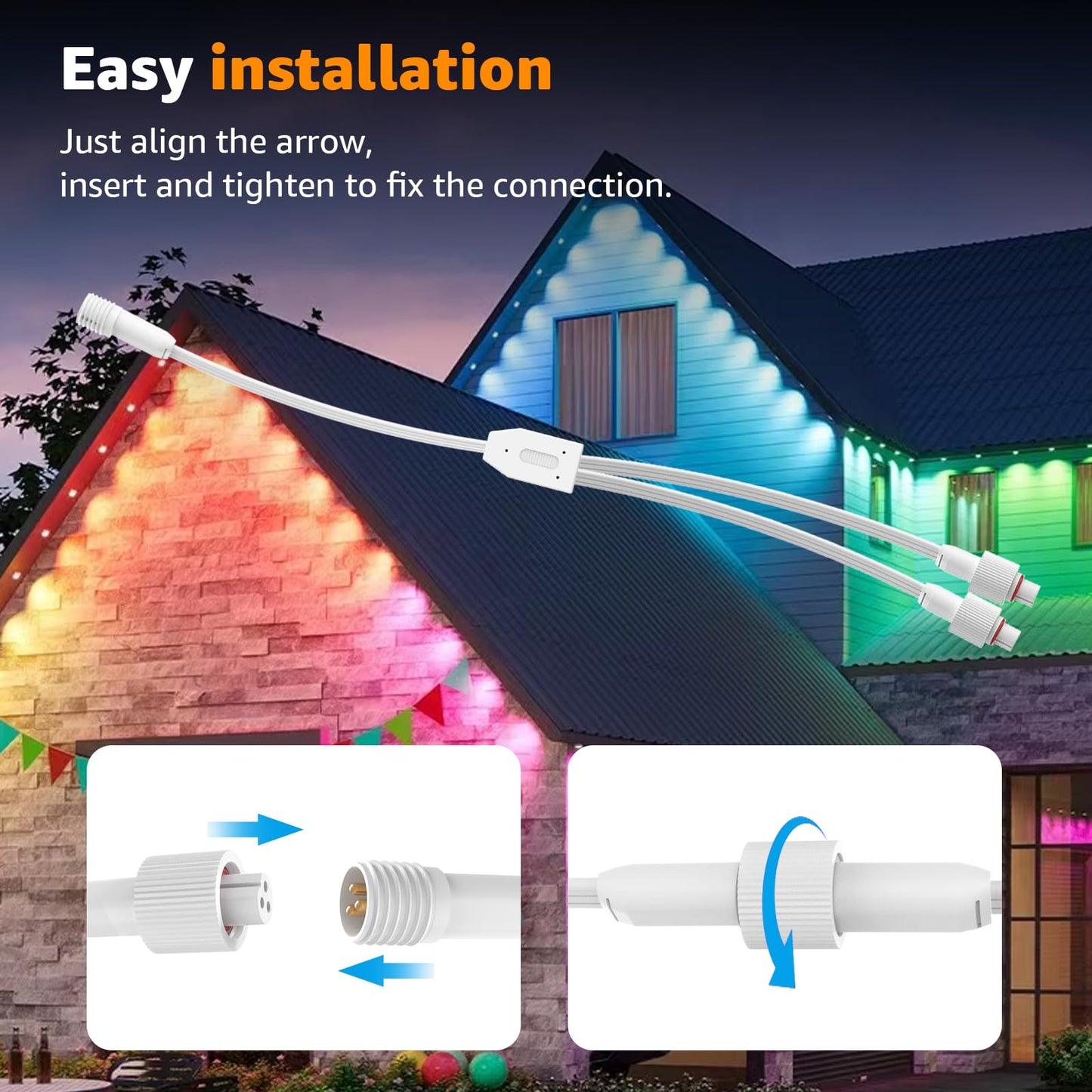 Norward Y-Splitter Extension Cable for Govee Permanent Outdoor Lights Pro,IP68 Waterproof Extension Cord Compatible with Govee Y Splitter H705A H705B H705C (1 Male to 2 Female)