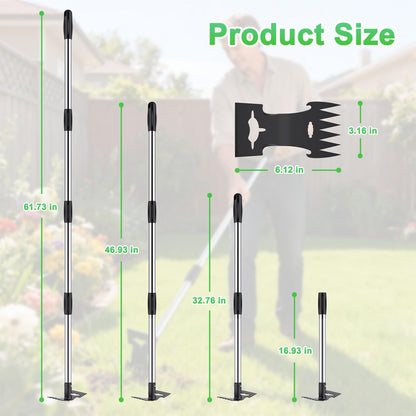 Weed Puller Tool with Long Handle，Adjustable Long Manual Weeder Remover Tool，2 in 1 Hand Weed Rake and Garden Hoe for Gardening, Uprooting Weeding Tool for Yard, Lawn, Patio, Garden