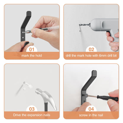 susswiff 20-Pack Wall Hook for Hanging Coat - 20LB (Max), Stainless Hooks for Towel, Hat, Backpack, Clothes, Wall Mounted Coat Hanger for Closet, Metal, Black