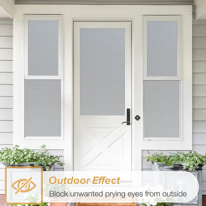 rabbitgoo Window Films for Privacy Frosted Glass Film with Backing Grid Lines Non-Adhesives Privacy Sticker Static Cling Window Covering Decals for Home Office Bathroom Door 60 x 200cm, Pure Frosted
