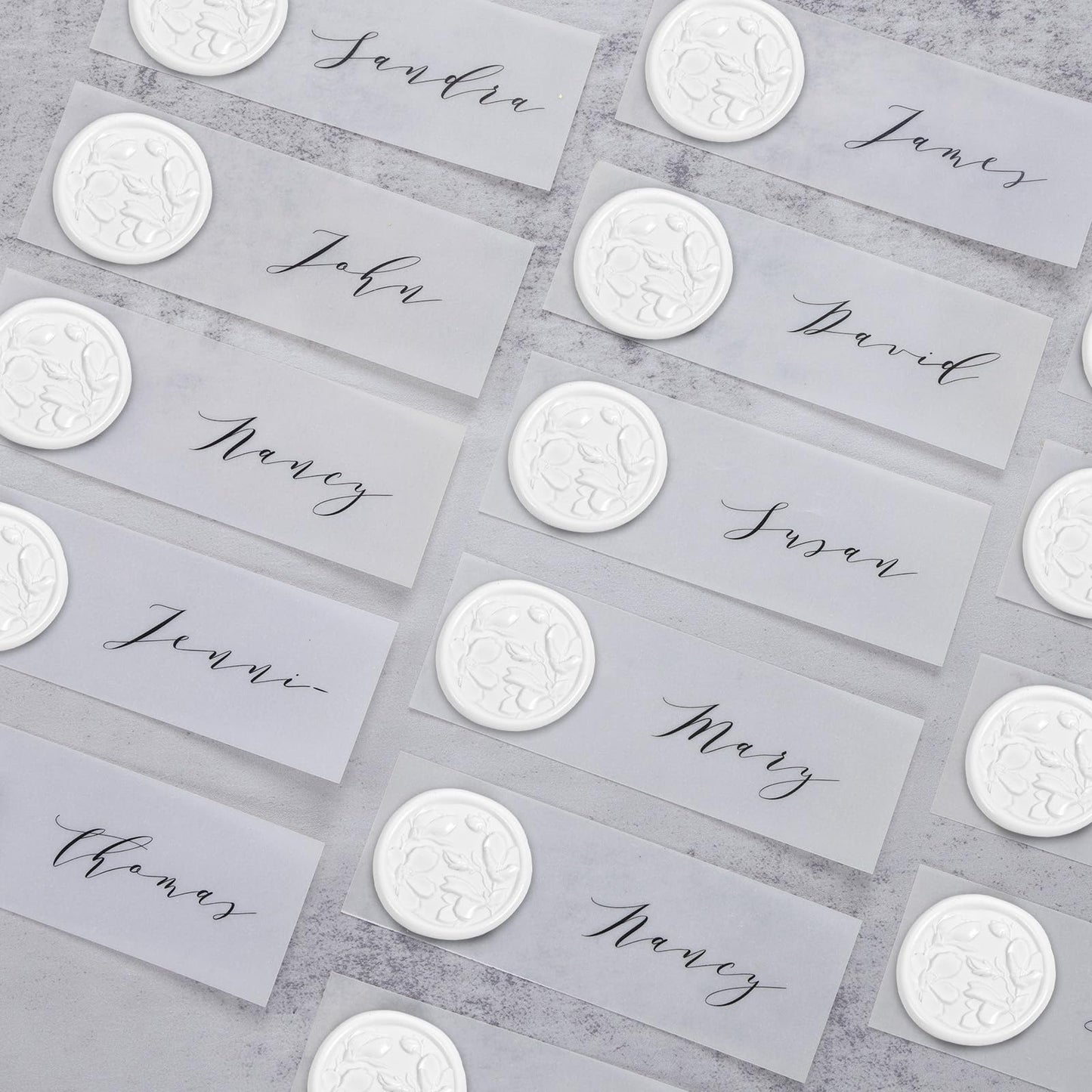 UNIQOOO Wax Seal Stickers - 3D Magnolia Wedding Invitation Envelope Botanical Seal Stickers, 50 Pcs Self- Adhesive Snow White Stickers, Perfect for Invitation, Christmas, Gift Wrapping, Party
