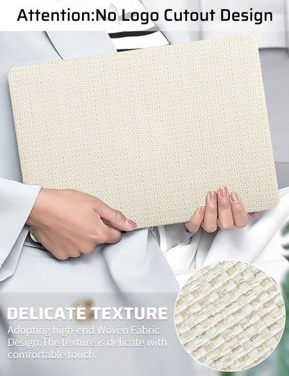 Seorsok Compatible with MacBook Air 13 Inch Case2022 2021 2020 2019 2018 Release A1932 A2179 M1 A2337 Touch ID,Elegant Leather Plastic Hard Shell Case Transparent Keyboard Cover,Beige Woven Fabric