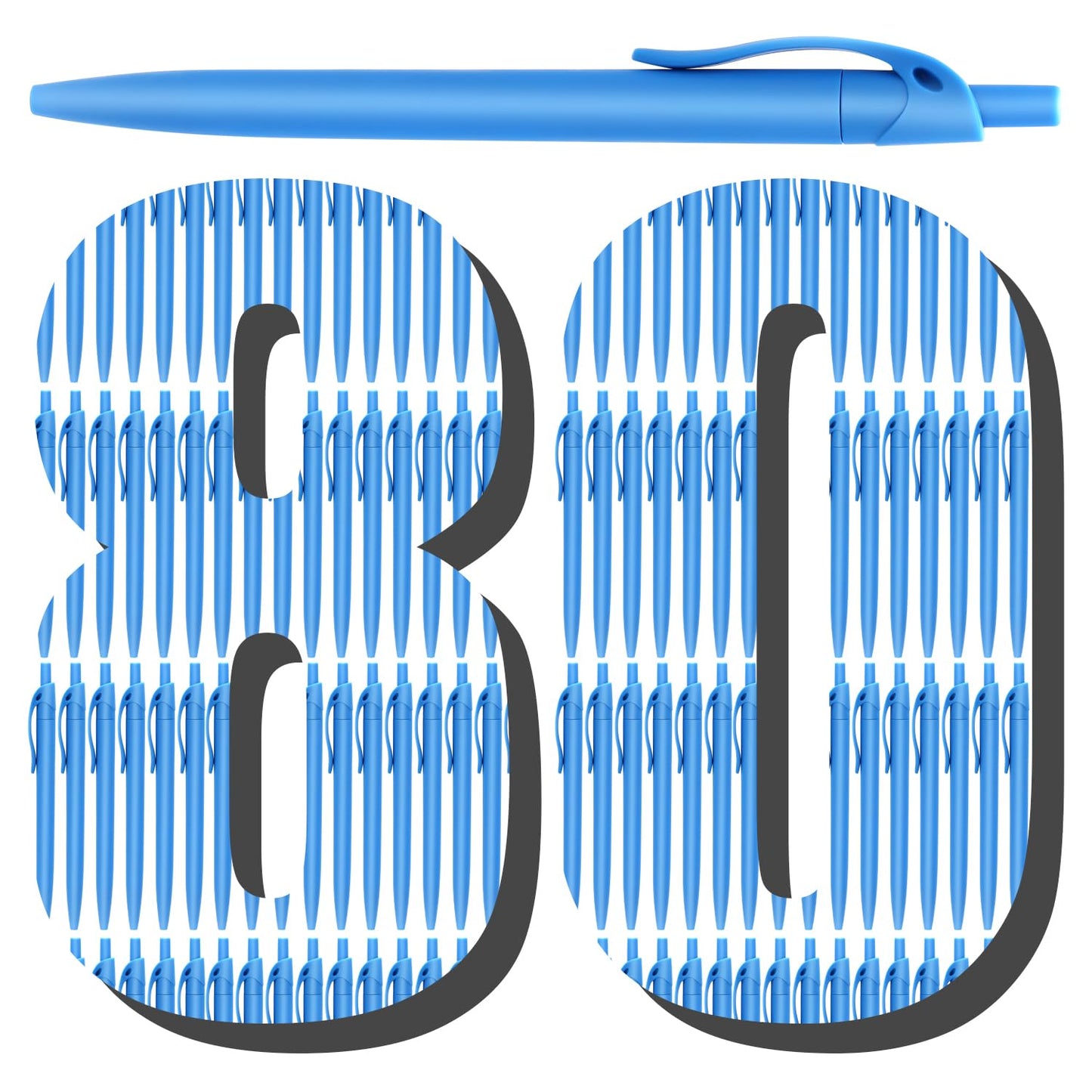 Aozora Blue Click Pens, 80 Pack, Retractable Ballpoint Pens, Medium Point, Smooth Ink, Perfect for Office and Writing