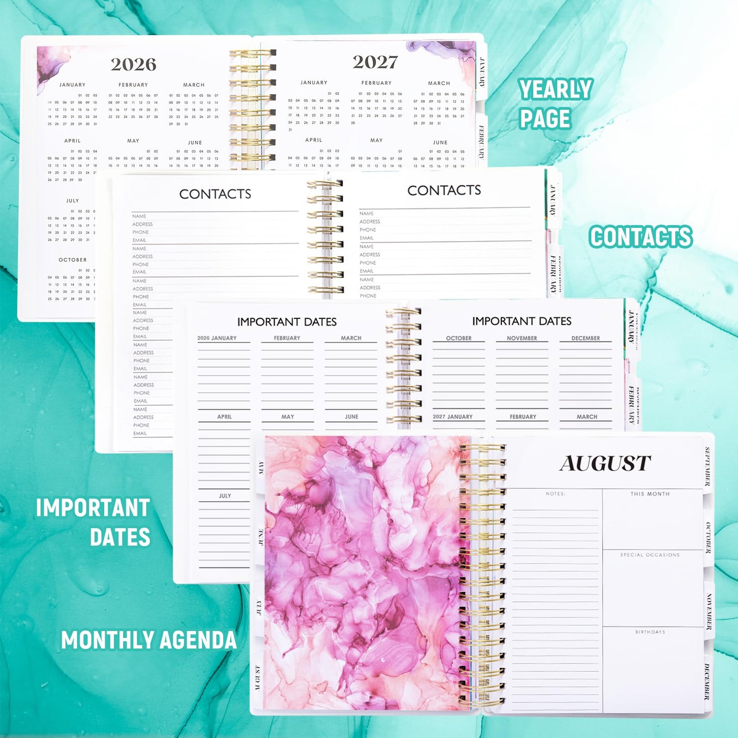 Planner 2026-2027, 18 Months Academic Daily Weekly Monthly Planner Yearly Agenda January 2026 – June 2027, Page Tabs, Separator Page, Inner Pocket, Bookmark, Stickers, Sticky Note Set, 7.9" x 9.8"