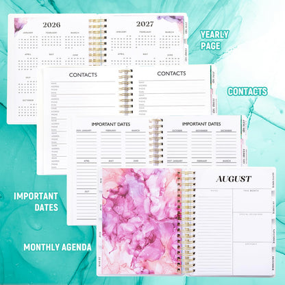 Planner 2026-2027, 18 Months Academic Daily Weekly Monthly Planner Yearly Agenda January 2026 – June 2027, Page Tabs, Separator Page, Inner Pocket, Bookmark, Stickers, Sticky Note Set, 7.9" x 9.8"