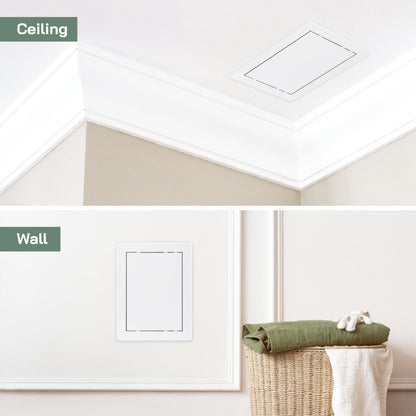 Vent Systems White ABS Plastic - Access Panel 6 x 8 Inch - Access Panel with Door for Drywall, Wall and Ceiling Electrical and Plumbing Service Wall Hole Cover - Exterior Dimensions 6.7x8.7 Inches