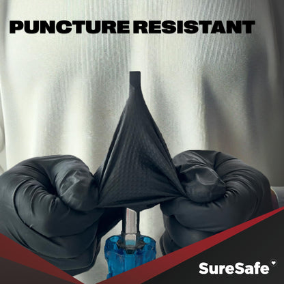[100 Pack] SURESAFE 8 Mil Nitrile Gloves XL, Black Gloves Disposable, Powder & Latex Free, Diamond Grip, Fully Textured & Ribbed, For Work, Mechanics, BBQ, Butcher, Plumbing, Food Prep