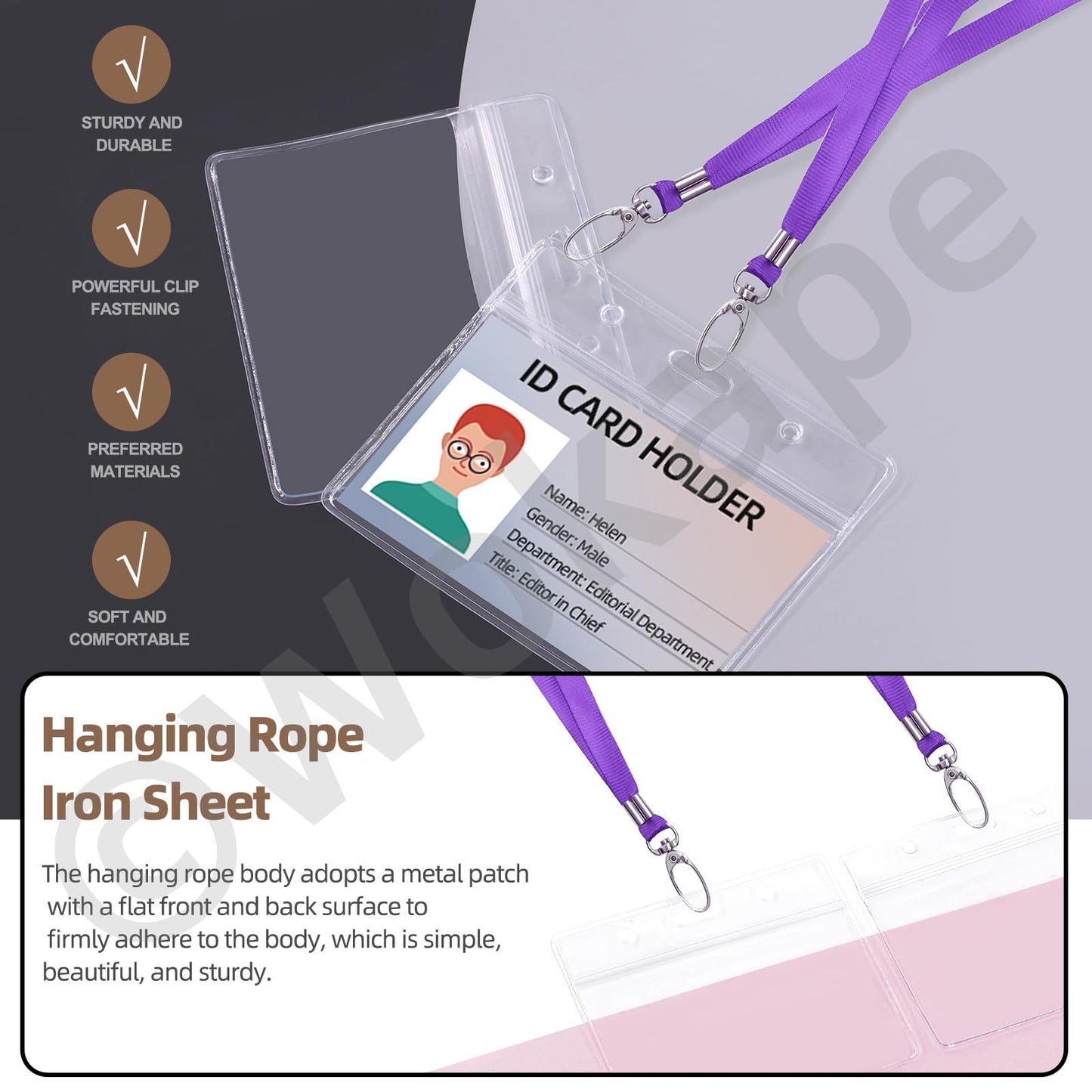 Wokape 50pcs Approx 16 Inch Purple Nylon Lanyards Bulk with Swivel Hooks for Id Badges
