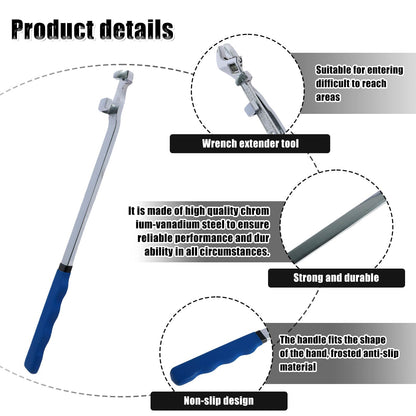 Wrench Extender Tool 15 inch, Heavy Duty Steel Torque Amplifier Bar, Universal Extension Wrench Adaptor for Extra Leverage - Ideal for Mechanics, DIY, Tightening Nuts/Bolts (Blue)