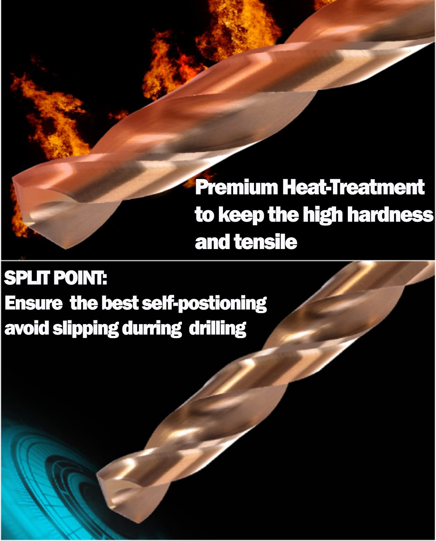 Hss Cobalt Drill Bit Set 3/16 in. x 6 in. Aircraft Extension Extra Long Deep Hole Drilling-5Pcs