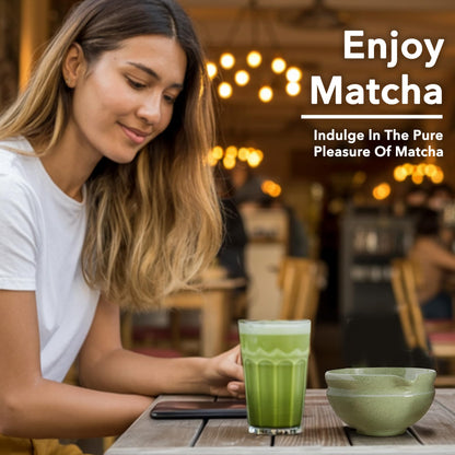 7 Pcs Matcha Whisk Set, Perfect Matcha Kit for Matcha Lovers Includes Ceramic Bowl, Bamboo Whisk, Holder, Scoop, Sifter & Cloth
