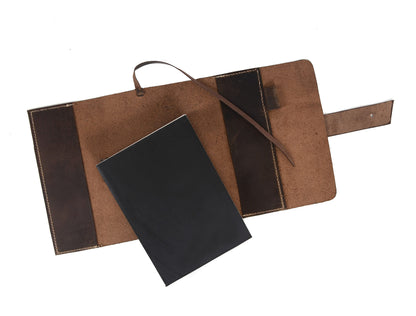 Aaron Leather Journal Refillable Writing Notebook-Traveler's Notebook 200 pages 7.5 X 5.5 By Aaron Leather Goods