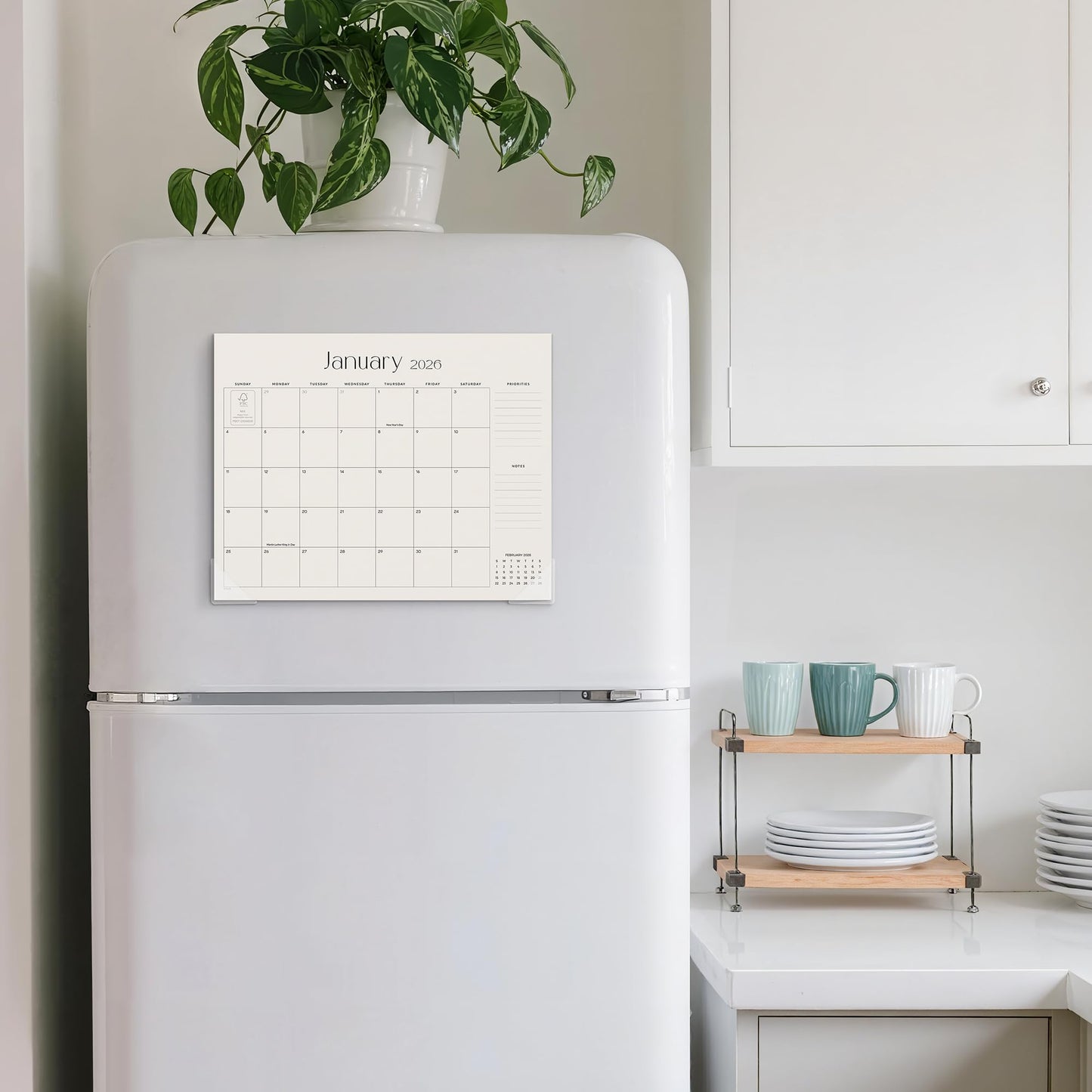 Cabbrix Magnetic Calendar for Refrigerator 2026-2027, Magnet Fridge Calendar July 2026 to December 2027, 13 x 11-1/2 inch, Monthly Floral Design, Easy Planning (Simplified)
