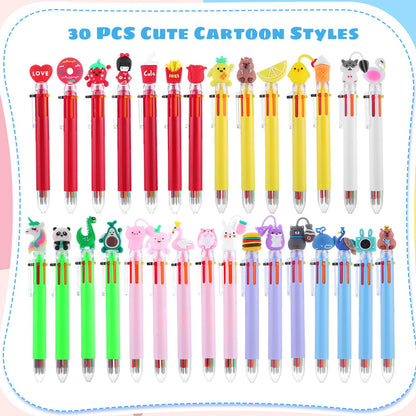 30 Pack Multicolor Pen in One, 6-in-1 Cute Pen Bulk Fun Pens for Classroom Prizes, Graduation Gifts, Birthday Party Favors, Back To School Gifts and School Supplies