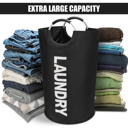 DOKEHOM 125L X-Large Collapsible Washing Laundry Basket Bag (7 Colors) for Bedroom, Fabric (Black, XL)