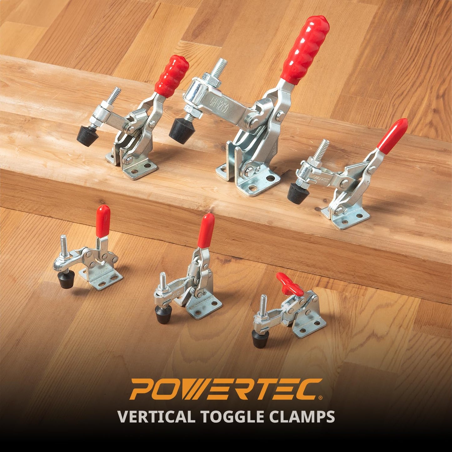 PowerTec 20335 Vertical Quick-Release Toggle Clamp, 500lbs Capacity, 12130, 2PK
