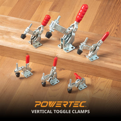 PowerTec 20335 Vertical Quick-Release Toggle Clamp, 500lbs Capacity, 12130, 2PK