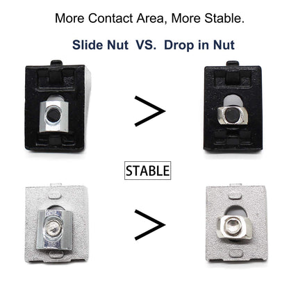 20Sets Black 2020 Series Aluminum Profile Connector Set, 20pcs Corner Bracket, 40pcs T Nuts and Hex Screw Bolt for 2020 Series Aluminum Rail Accessories