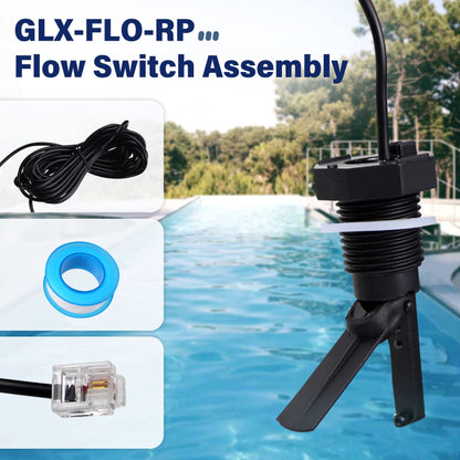 Cooouds Flow Switch GLX-FLO-RP Assembly for Hayward Goldline Salt Systems, Aqua Rite Pool Flow Sensor Suitable for Hayward Salt Cell Chlorine Generator System, Pool Flow Sensor with 15-Foot Cable