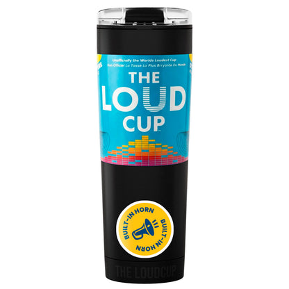 The LoudCup 23oz Reusable Water Bottle (Jet Black) – 2-in-1 Travel Tumbler & Noisemaker – BPA-Free, Blow Horn & Cup with Slide Lid – Perfect for Sports Events, Game Day, Tailgating & Parties