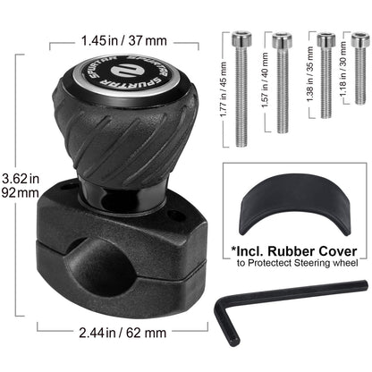 Spurtar Steering Wheel Knob Spinner, 2Pack Universal Car Suicide Knob Power Handle Spinner Fit for Cars, Truck, Forklift, Mower, Tractor, Boat, Golf Cart – Black