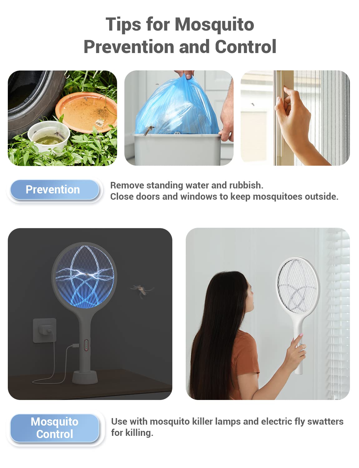YISSVIC Bug Zapper Racket 4000 Volt Electric Fly Swatter Fly Zapper Indoor Outdoor Dual Modes with Attractant Light Rechargeable