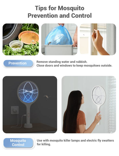 YISSVIC Bug Zapper Racket 4000 Volt Electric Fly Swatter Fly Zapper Indoor Outdoor Dual Modes with Attractant Light Rechargeable