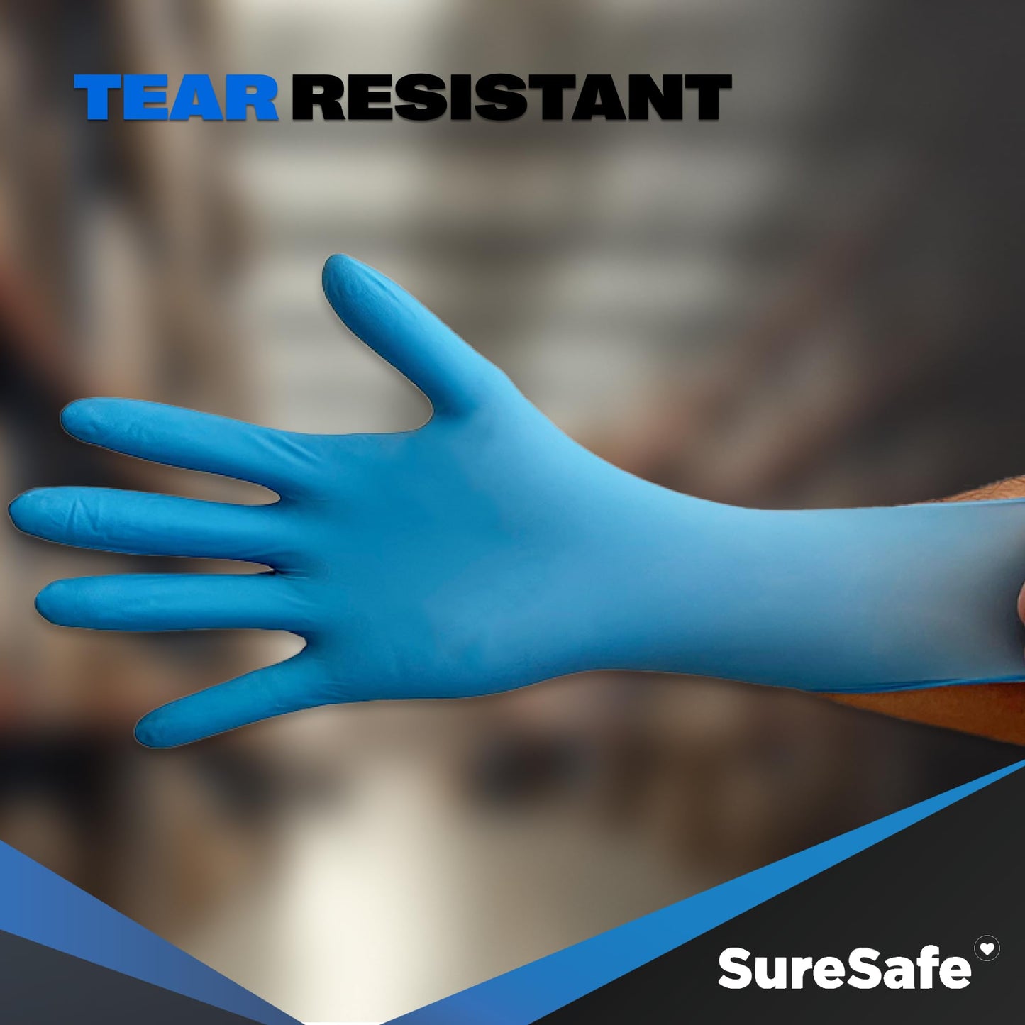 [200 Pack] SURESAFE 5 Mil Medium Nitrile Blue Gloves, Mechanic Gloves Disposable, Powder & Latex Free, Textured Fingertips, For Food Prep, Dishwashing, Tattoo, Work, Cleaning, Butcher