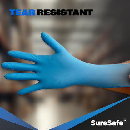 [200 Pack] SURESAFE 5 Mil Medium Nitrile Blue Gloves, Mechanic Gloves Disposable, Powder & Latex Free, Textured Fingertips, For Food Prep, Dishwashing, Tattoo, Work, Cleaning, Butcher