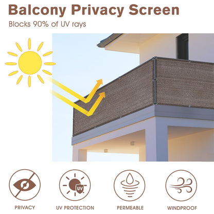 SUNNY GUARD 3'x10' Brown Balcony Deck Privacy Screen Fence, Apartments Railing Screen, Heavy Duty Wind Screen for Outdoor,Backyard,Patio,Deck Privacy