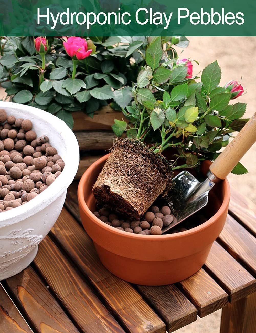 Toypopor 7qt Hydroponic Clay Pebbles, 5lbs, 8mm-12mm, Natural Organic Expanded Grow Media for Hydroponics, Drainage, Decoration, Aquaponics and Other Gardening Essentials