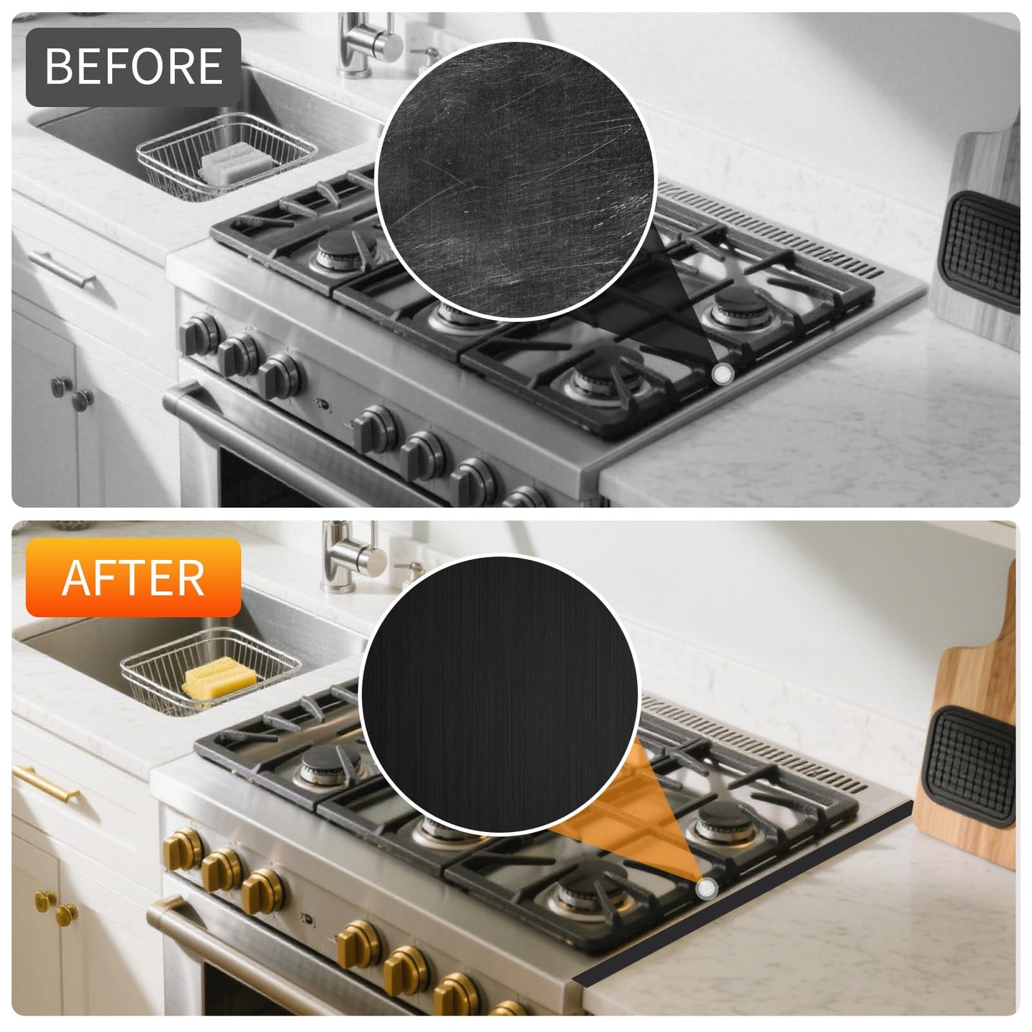 Stove Gap Covers Stainless Steel, 2 Pcs Stove Gap Filler, Heat Resistant and Easy to Clean, Retractable Length 13.8" to 27.5", Width 0.79",Black