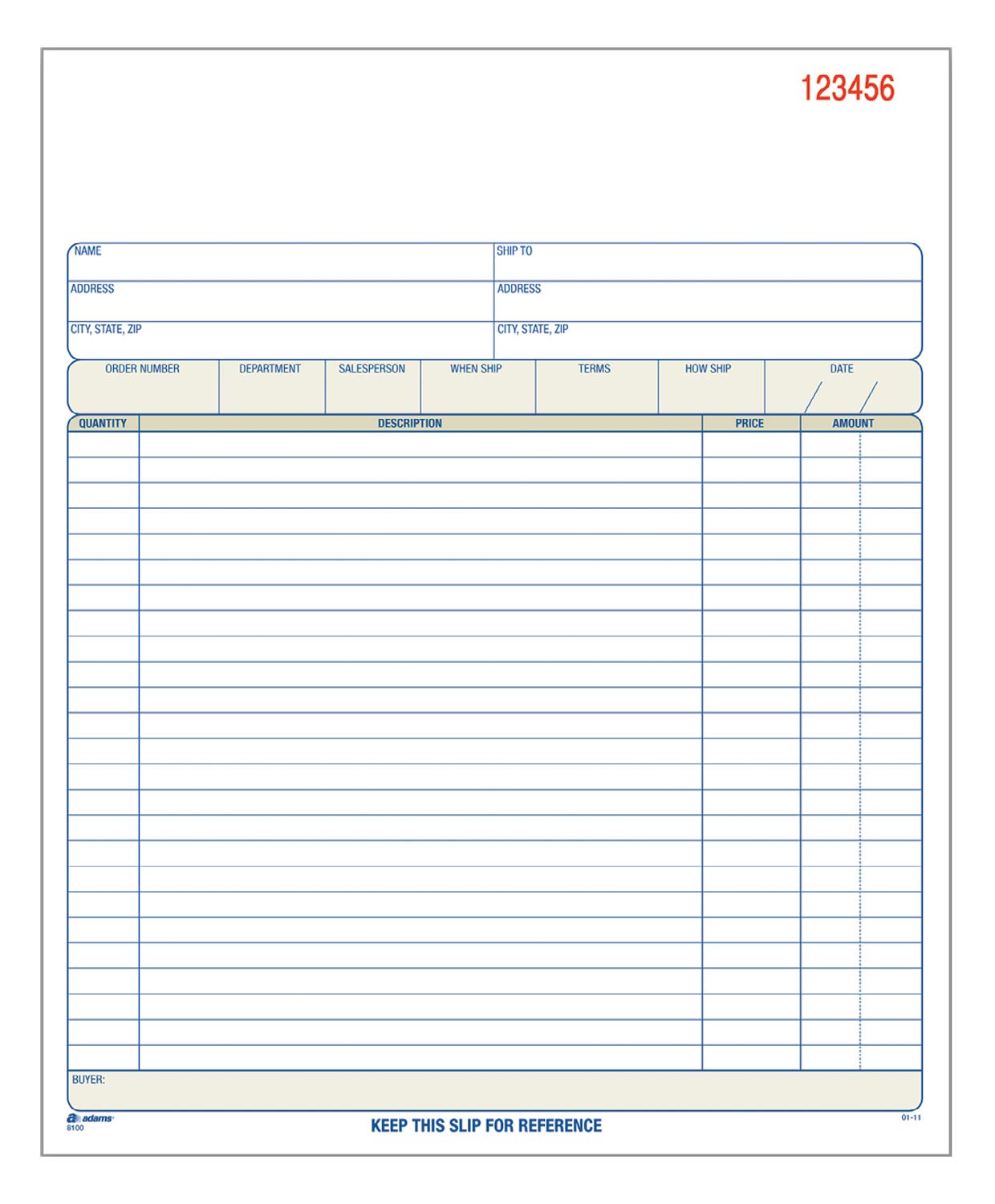 Adams Order Book, 8.38 x 10.69 Inch, 3-Part, Carbonless, 50 Sets, White, Canary, Pink (TC8100)