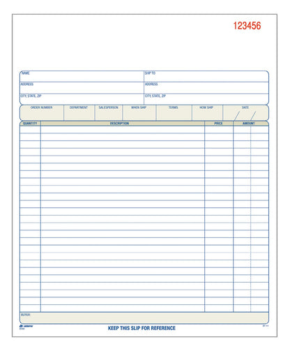 Adams Order Book, 8.38 x 10.69 Inch, 3-Part, Carbonless, 50 Sets, White, Canary, Pink (TC8100)