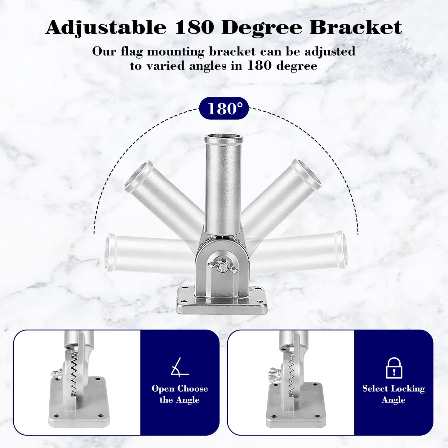 6FT Stainless Steel Flag Pole Kit with 180° Adjustable Bracket, Heavy Duty Tangle-Free Flagpole for House, Porch, Yard, Truck, Complete Outdoor Flag Pole Kit with Mount (Without Flag)