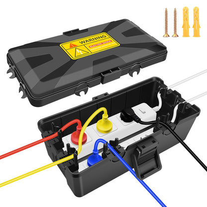 Preciva Medium Waterproof Electrical Connection Box (10.2 * 5.9 * 3.5 inch) Outdoor Electrical Enclosure Box, IP54 Waterproof for Extension Cables, Holiday Lights, Decorative Lights, Timer Plug