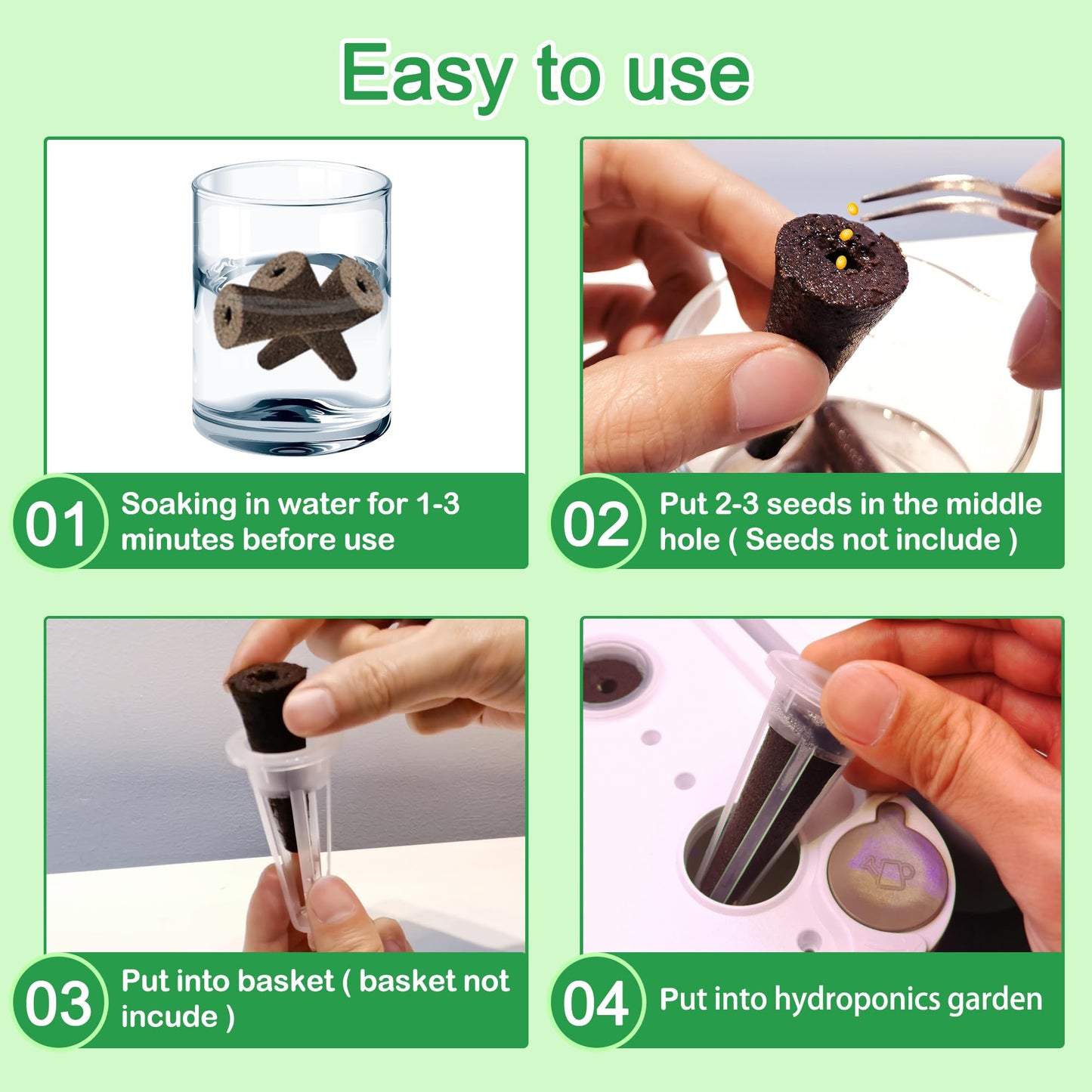 ALIINKD 80pcs Hydroponics Grow Sponges Replacement Seed Pods Compatible with AeroGarden, iDOO Refill Pods for Indoor Plants, Seed Starter pods, and Hydroponics Growing System Supplies