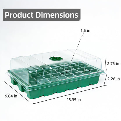 5 Pack Seed Starter Trays with Ventilation Holes - Reusable Seedling Starter Kit for Vegetables, Herbs, Flowers - Plant Germination & Seed Starting (40 Cells Per Tray, Total 200 Cells), Green