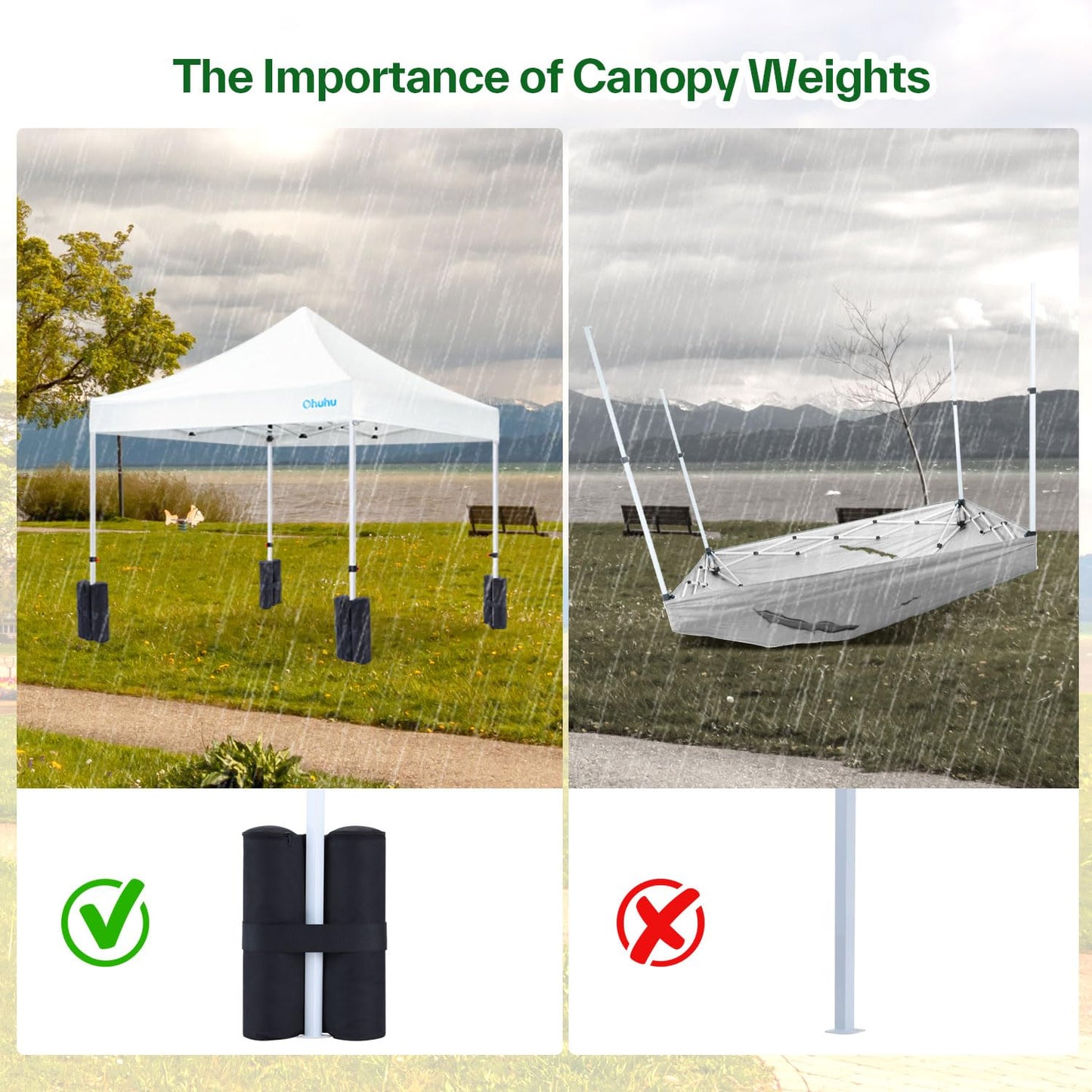 Canopy Weight, Ohuhu 4 Pack Tent Weights 112LBS Sand Bags Canopy Weights Bag for Instant Pop Up Outdoor Sun Shelter Canopy Beach Tent Legs Only Sandbang Without Sand