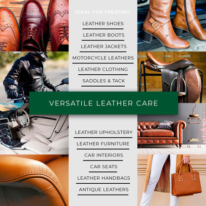 Renapur Leather Balsam, Natural Conditioner, Protector and Restorer — for Leather Furniture, footwear, Purses & Bags, Car interiors & Bikes, Saddlery & Tack. (6.7 fl oz + Applicator Sponge)