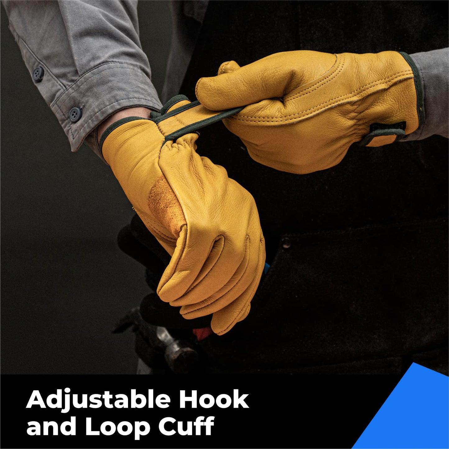 Winter Leather Work Gloves, Warm Thinsulate Lining for Cold Weather Work, 100% Full Grain Cowhide with Abrasion and Puncture Resistance, Size X-Large