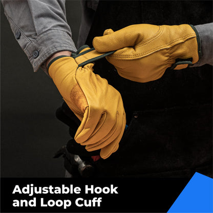 Winter Leather Work Gloves, Warm Thinsulate Lining for Cold Weather Work, 100% Full Grain Cowhide with Abrasion and Puncture Resistance, Size X-Large
