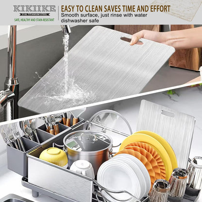 Titanium Cutting Board 2025 New Upgrade 100% Pure Titanium Cutting Boards for Kitchen - Double-Sided Food-Grade titanware Cutting Board Non-Stick Durable and Easy to Clean (13.3 x 9 in)