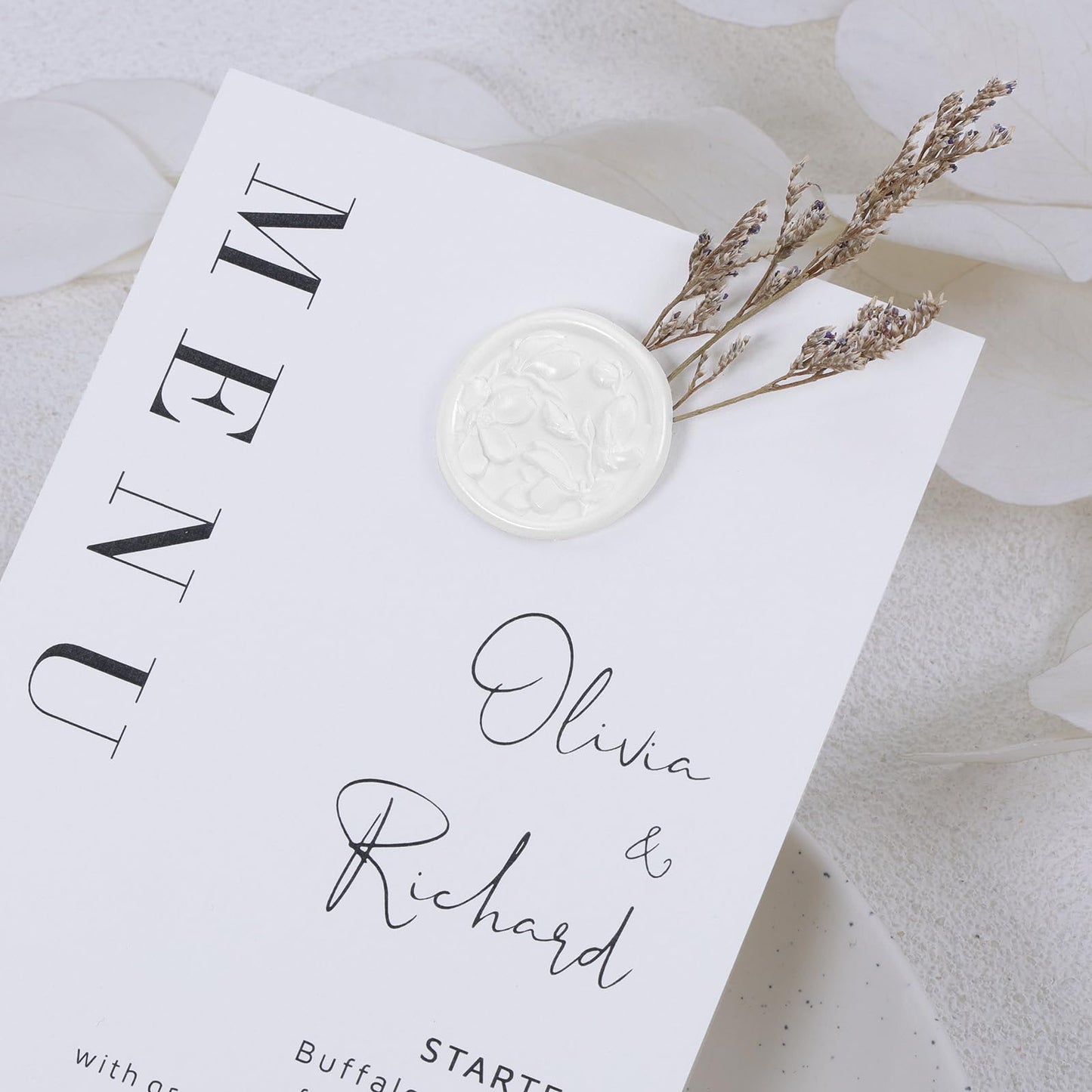 UNIQOOO Wax Seal Stickers - 3D Magnolia Wedding Invitation Envelope Botanical Seal Stickers, 50 Pcs Self- Adhesive Snow White Stickers, Perfect for Invitation, Christmas, Gift Wrapping, Party