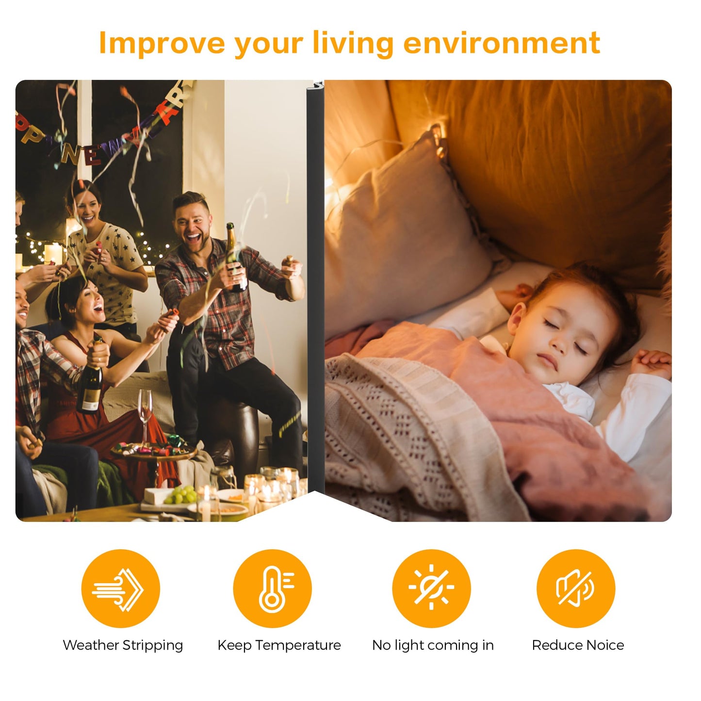 Weather Stripping Door Seal Strip Soundproof Q Foam Weather Stripping for Door Frame, Exterior Door Weather Stripping for Large Gap