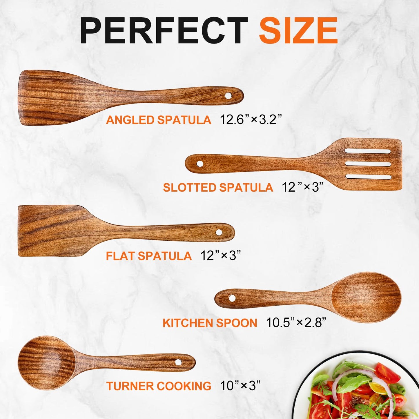 5 Pcs Best Wooden Spoons for Cooking Kitchen Utensils Set Non Stick Spoon Acacia Wood Utensil Cooking Spatula Turner Slotted Spoon Flat Wooden Spatula Set Mixing Cooking Spoons Kitchen Utensils