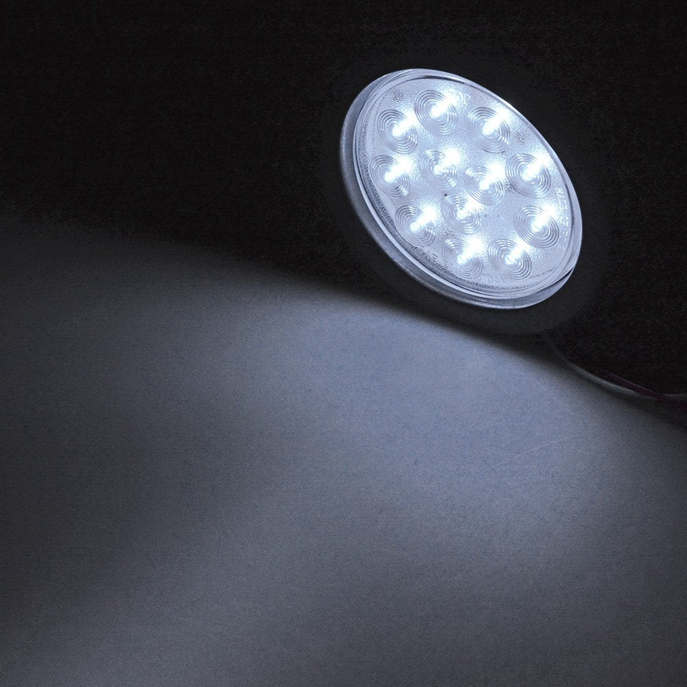 Astra Depot 2X Clear Lens White 12 LED 4" Round Back-up Reverse Light Grommet Plug Kit Truck Trailer RV